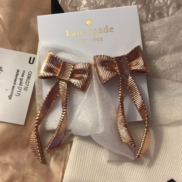 kate spade Jewelry - Kate Spade All Wrapped Up Rose Gold Earrings